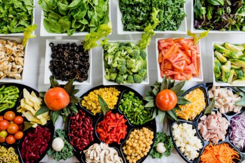 table full of healthy foods